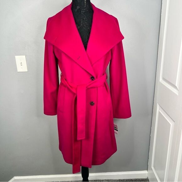 Sz L M Michael Kors Azalea Asymmetric Belted Wrap Coat NWT $400 MSRP - Picture 4 of 12